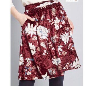 Modcloth (Jessy B) Burgundy Crushed Velvet Skirt - 3X
